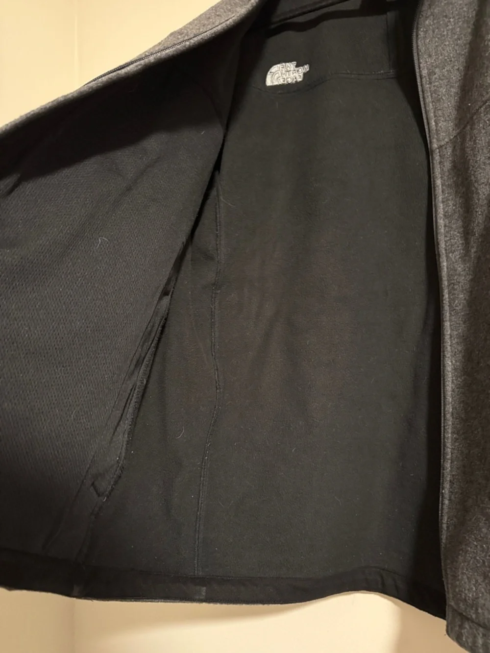 The North Face Men's wool blend Gray Full-Zip Jacket soft shell size Large